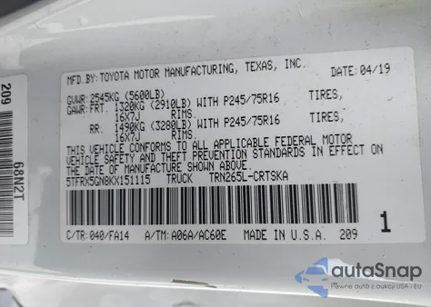 2019 Toyota Tacoma Sr from USA, damaged, VIN 5TFRX5GN8KX151115